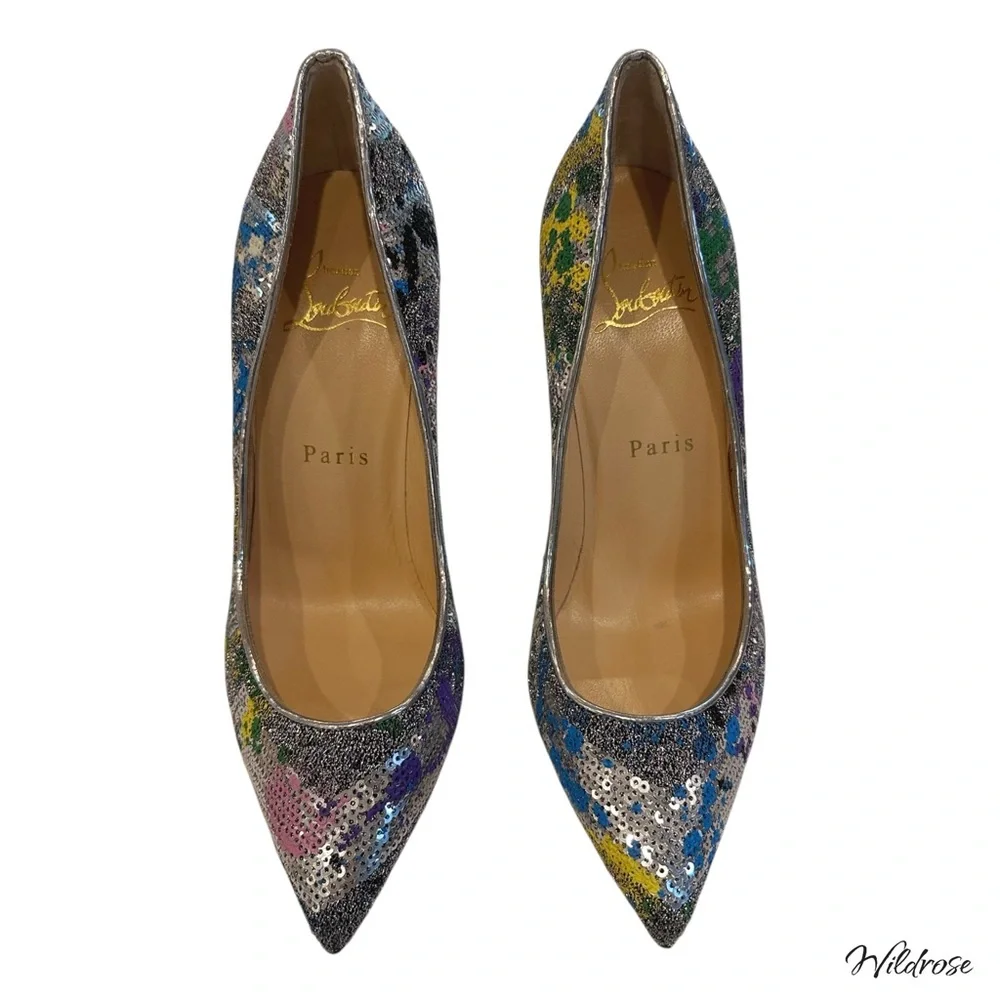 💫 Christian Louboutin Sequins Galativi 100 “Version Diva” Heels SZ 35.5 US 5.5 💫 - Picture 4 of 16